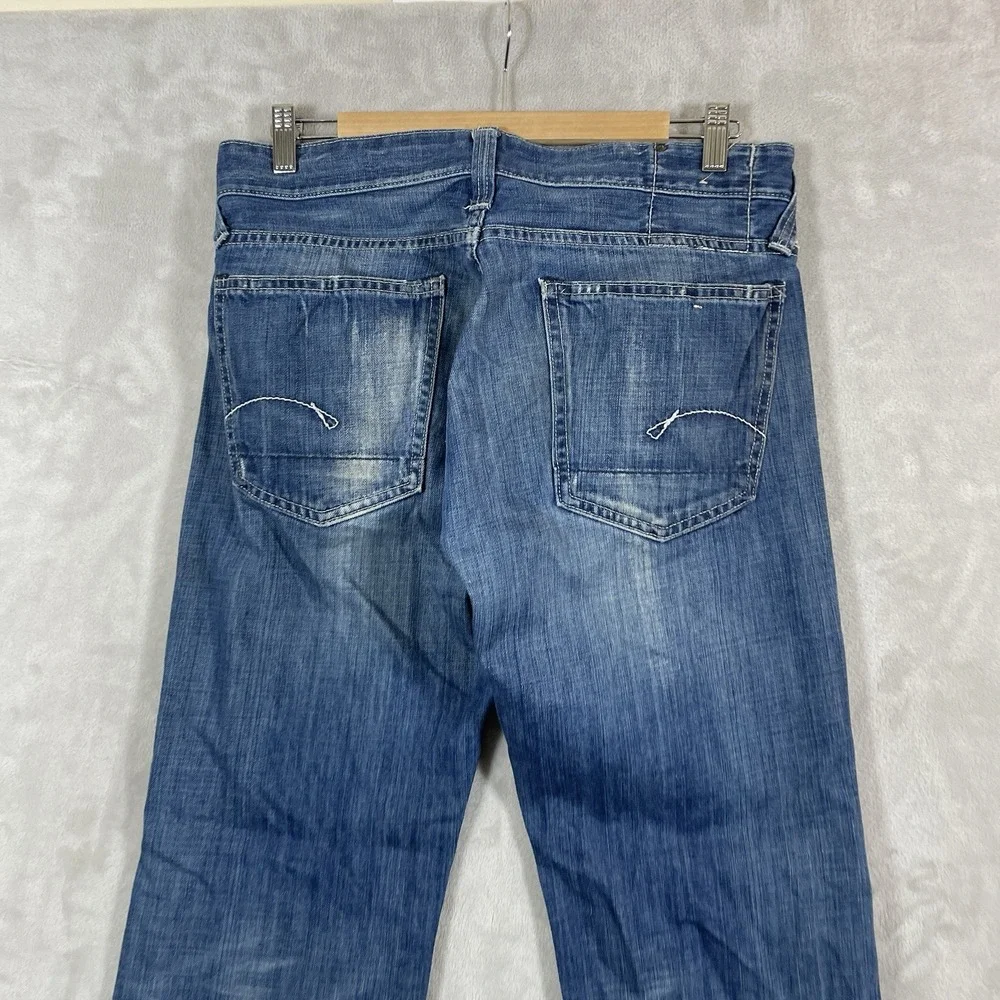 G-Star Raw Blue Jeans Core Custom Mens 32x30 Y2K VTG Distressed Stash Pocket